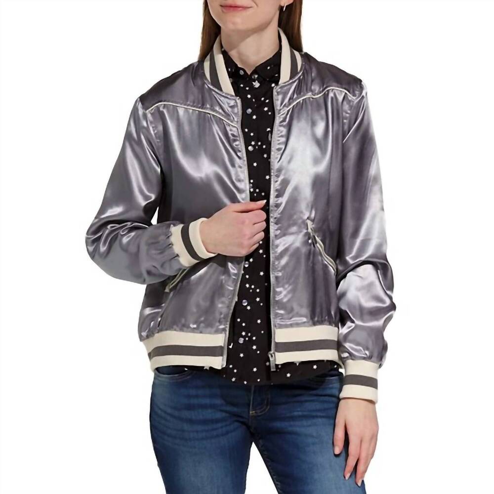 NEW HOOEY women's big sky bomber jacket in grey heather metallic